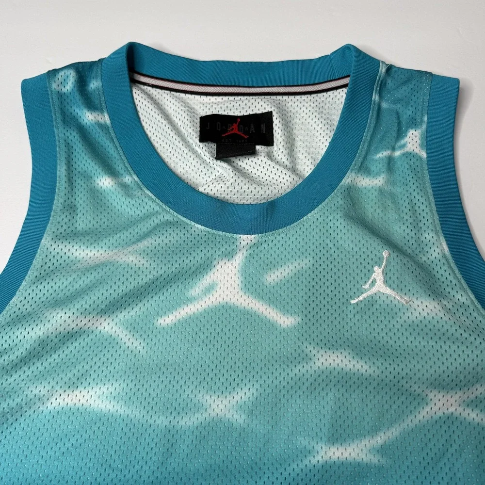 Jordan Shirt Mens XL Blue Green Mesh Basketball Tank Top Jumpman NBA‎ Polyester